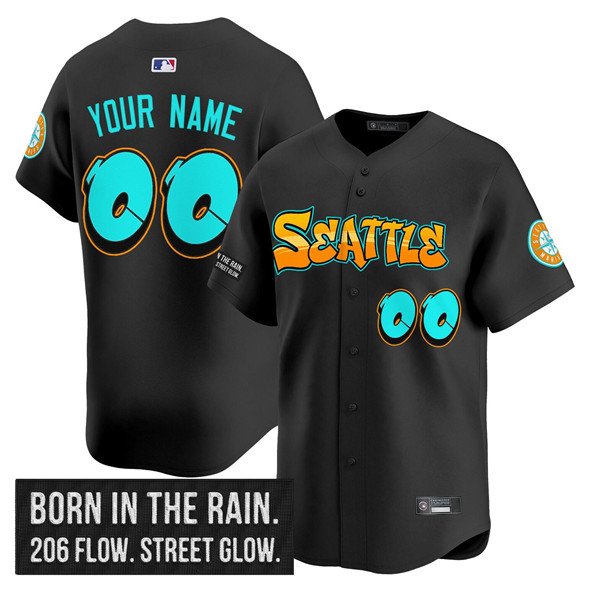 Men's Seattle Mariners Active Player Custom Black 2025 Jersey