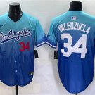 Men's Los Angeles Dodgers #34 Fernando Valenzuela Blue Limited Stitched Baseball Jersey