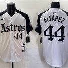 Men's Houston Astros #44 Yordan Alvarez White/Black Gothic 'Houston Born Barrio Jersey