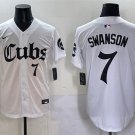 Men's Chicago Cubs #7 Dansby Swanson White 'Gothic North Side Edition' Vapor Premier Jersey