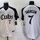 Men's Chicago Cubs #7 Dansby Swanson White/Black 'Gothic North Side Edition' Vapor Premier Jersey