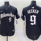 Men's Milwaukee Brewers #9 Bob Uecker Black 'Gothic 414 Shadows Edition' Vapor Premier Jersey