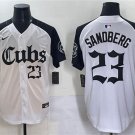 Men's Chicago Cubs #23 Ryne Sandberg White/Black 'Gothic North Side Edition' Vapor Premier Jersey