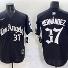 Men's Los Angeles Dodgers #37 Teoscar Hernández Black 2025 LA Gothic Style With Fernando Jersey
