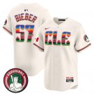 Men's Cleveland Guardians #57 Shane Bieber Cream Mexico Vapor Premier Limited Stitched Jersey