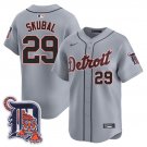 Men's Detroit Tigers #29 Tarik Skubal Gray Logo Patch Vapor Premier Limited Stitched Jersey