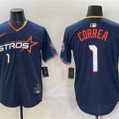 Men's Houston Astros #1 Carlos Correa Navy 2025 City Connect With Texas Patch Limited Jersey