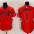 Men's Houston Astros #1 Carlos Correa Orange 2025 City Connect With Texas Patch Jersey