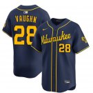 Men's Milwaukee Brewers #28 Andrew Vaughn Navy Alternate Limited Stitched Baseball Jersey