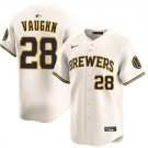 Men's Milwaukee Brewers #28 Andrew Vaughn Cream Limited Stitched Baseball Jersey