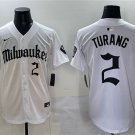 Men's Milwaukee Brewers #2 Brice Turang White 'Gothic 414 Shadows Edition' Vapor Premier Jersey