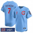 Men's Chicago Cubs #7 Dansby Swanson Blue 'Ryne Sandberg Tribute' Vapor Limited V3 Jersey