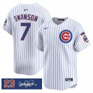 Men's Chicago Cubs #7 Dansby Swanson White Pinstripe 'Ryne Sandberg Tribute' Vapor Limited Jersey