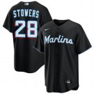 Men's Miami Marlins #28 Kyle Stowers Black Cool Base Stitched Baseball Jersey
