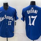Men's Los Angeles Dodgers #17 Shohei Ohtani Blue 2025 LA Gothic Style With Fernando Jersey