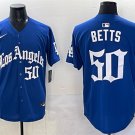 Men's Los Angeles Dodgers #50 Mookie Betts Blue 2025 LA Gothic Style With Fernando Jersey