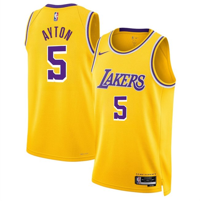 Men's Los Angeles Lakers #5 Deandre Ayton Yellow Icon Edition Stitched Jersey