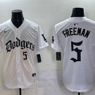 Men's Los Angeles Dodgers #5 Freddie Freeman White 2025 LA Gothic Style With 2024 World Jersey