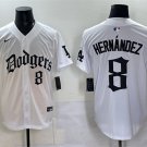 Men's Los Angeles Dodgers #8 Enrique Hernández White 2025 LA Gothic Style With 2024 World Jersey