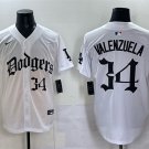 Men's Los Angeles Dodgers #34 Fernando Valenzuela White 2025 LA Gothic Style With 2024 World Jersey