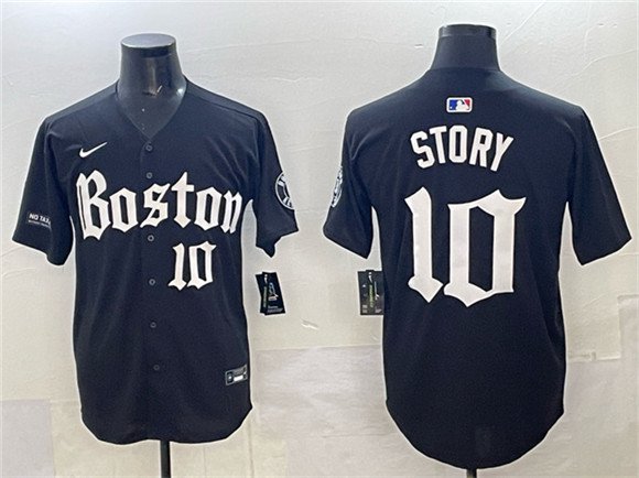 Men's BOS #10 Trevor Story Black Gothic Vapor Limited Stitched Player Jersey