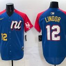 Men's National League #12 Francisco Lindor Blue/Red Alternate 2025 All-Star Edition Jersey