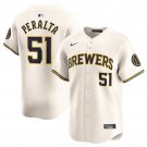 Men's Milwaukee Brewers #51 Freddy Peralta Cream Limited Stitched Baseball Jersey