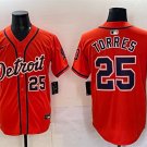 Men's Detroit Tigers #25 Gleyber Torres Orange With Patch Vapor Premier Stitched Jersey