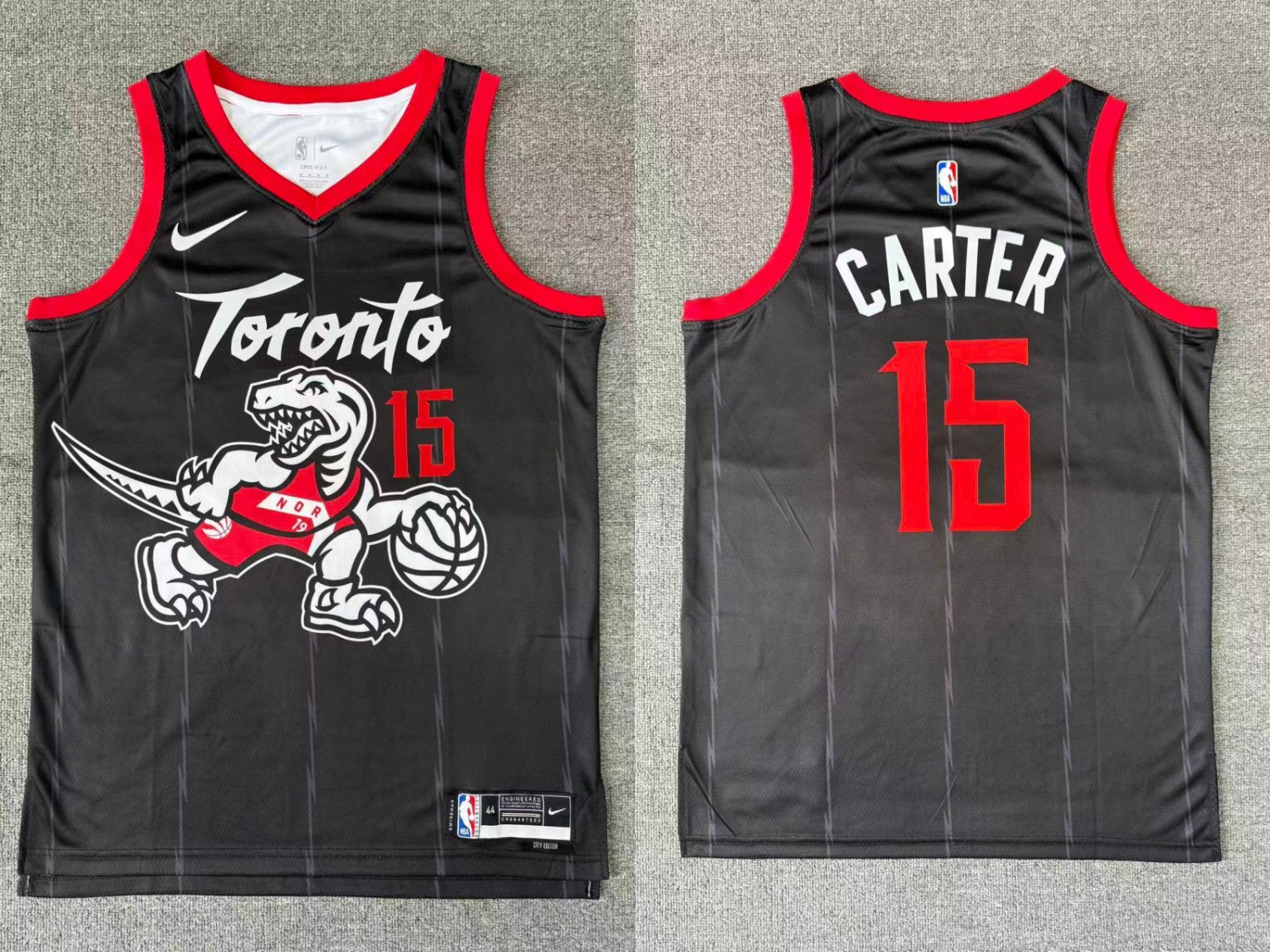 Maillot NBA Pas Cher Toronto Raptors Vince Carter 15 Retro Noir Rouge Zlj210 5