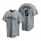 Mens New York Yankees #5 Joe DiMaggio Gray Road Cooperstown Jersey