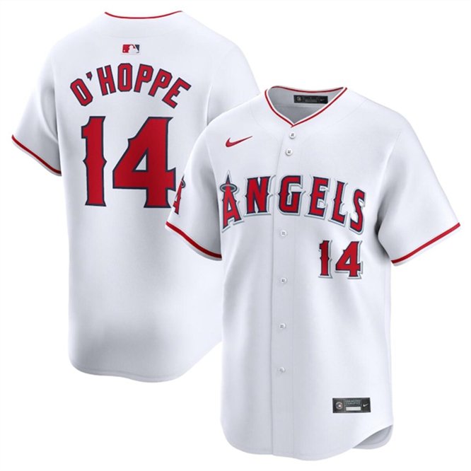 Los Angeles Angels #14 Logan O'Hoppe White Home Limited Stitched Baseball Jersey