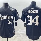 Men's Las Vegas Raiders #34 Bo Jackson Black 'Gothic Sin City Shadows Jersey