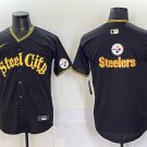 Men's Pittsburgh Steelers Team Big Logo Black 412 Patch Vapor Premier Limited Jersey