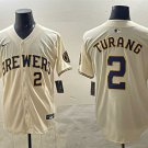 Men's MIL #2 Brice Turang Cream Home Limited Stitched Jersey
