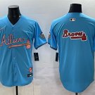 Men's Atlanta Braves Team Big Logo Blue 2024 Atliens & Peach With Outkast Patch Jersey