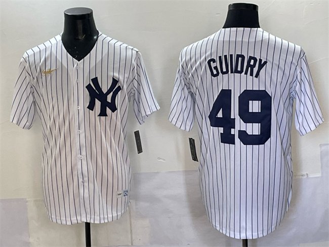 Men's New York Yankees #49 Ron Guidry White Cool Base Stitched Baseball Jersey