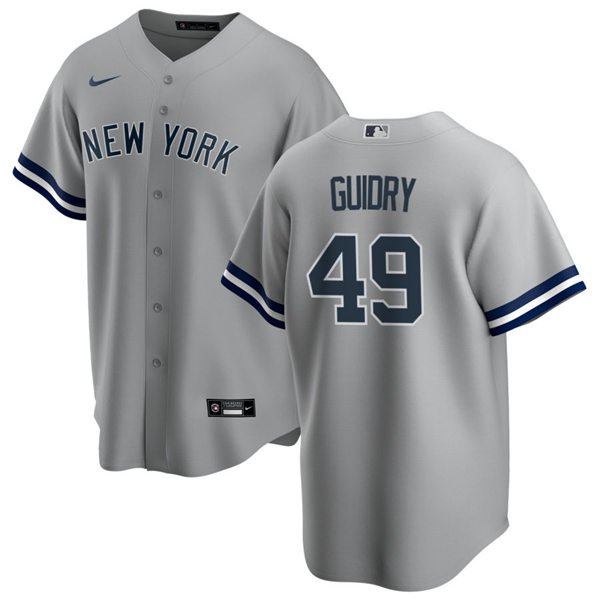 New York Yankees Retired Player #49 Ron Guidry Grey Road Cool Base Jersey