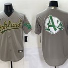 Men's Oakland Athletics Team Big Logo Grey Cool Base Stitched Baseball Jersey