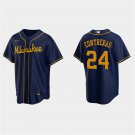 Milwaukee Brewers #24 William Contreras Cool Baseball Jersey Navy