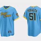 Men's Milwaukee Brewers #51 Freddy Peralta Powder Blue City Connect Cool Base Stitched Jersey