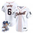 Men's Detroit Tigers Retired Player #6 Al Kaline White Paws Patch Limited Jersey