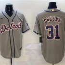 Men's Detroit Tigers #31 Riley Greene Gray With Patch Cool Base Stitched Baseball Jersey