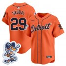 Men's Detroit Tigers #29 Tarik Skubal Orange With Patch Vapor Premier Limited Stitched Jersey