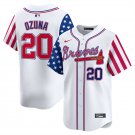 ATL #20 Marcell Ozuna White 2024 Independence Day Vapor Jersey