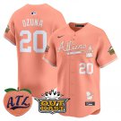 Men's Atlanta Braves #20 Marcell Ozuna Peach 2024 Atliens & Peach With Outkast Patch Vapor Jersey