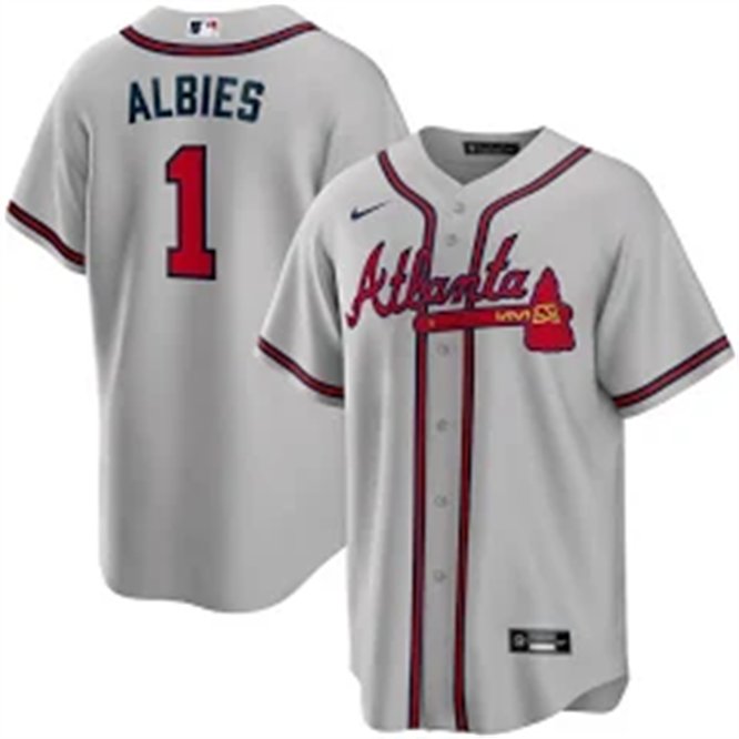 Braves #1 Ozzie Albies Player Jersey Gray