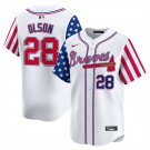 ATL #28 Matt Olson White 2024 Independence Day Vapor Jersey