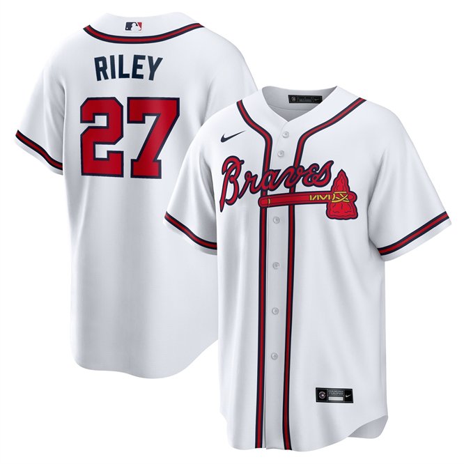 Braves #27 Austin Riley Player Jersey White