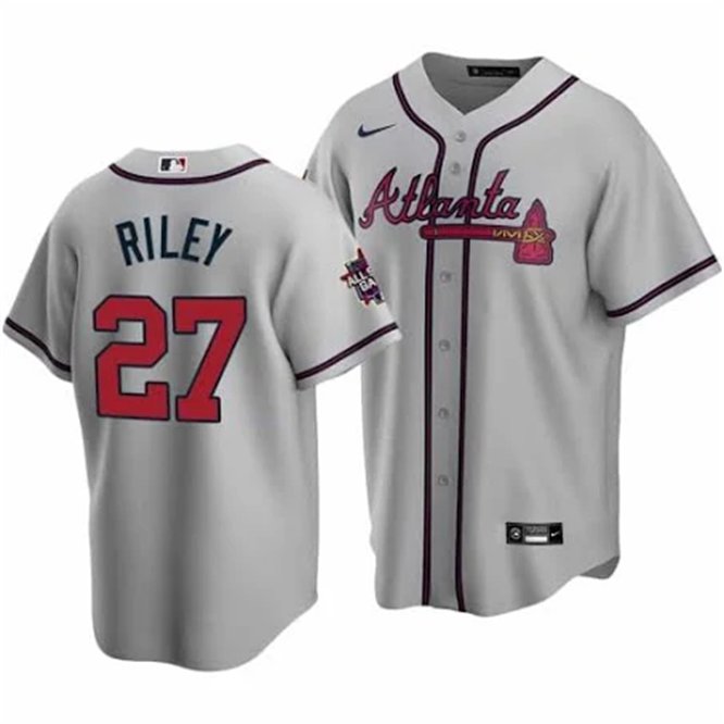 Braves #27 Austin Riley Player Jersey Gray