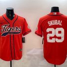 Men's Detroit Tigers #29 Tarik Skubal Orange With Patch Cool Base Stitched Jersey